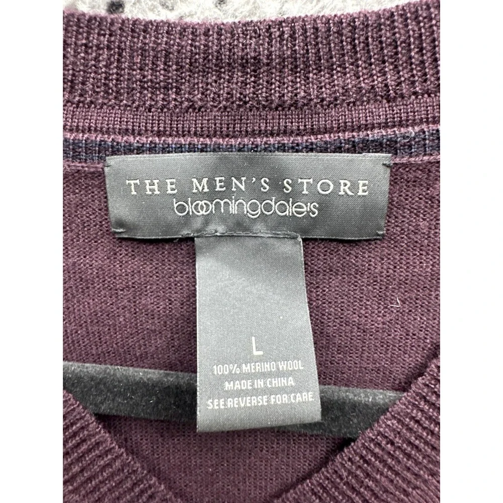 The Men's Store Bloomingdale's Merino Wool V-Neck Pullover‎ Sweater Mens Size L